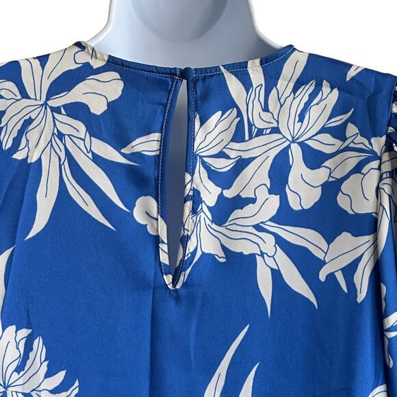Alexis for Target Blue Floral Print Swing satin Mini dress size S - Picture 9 of 10